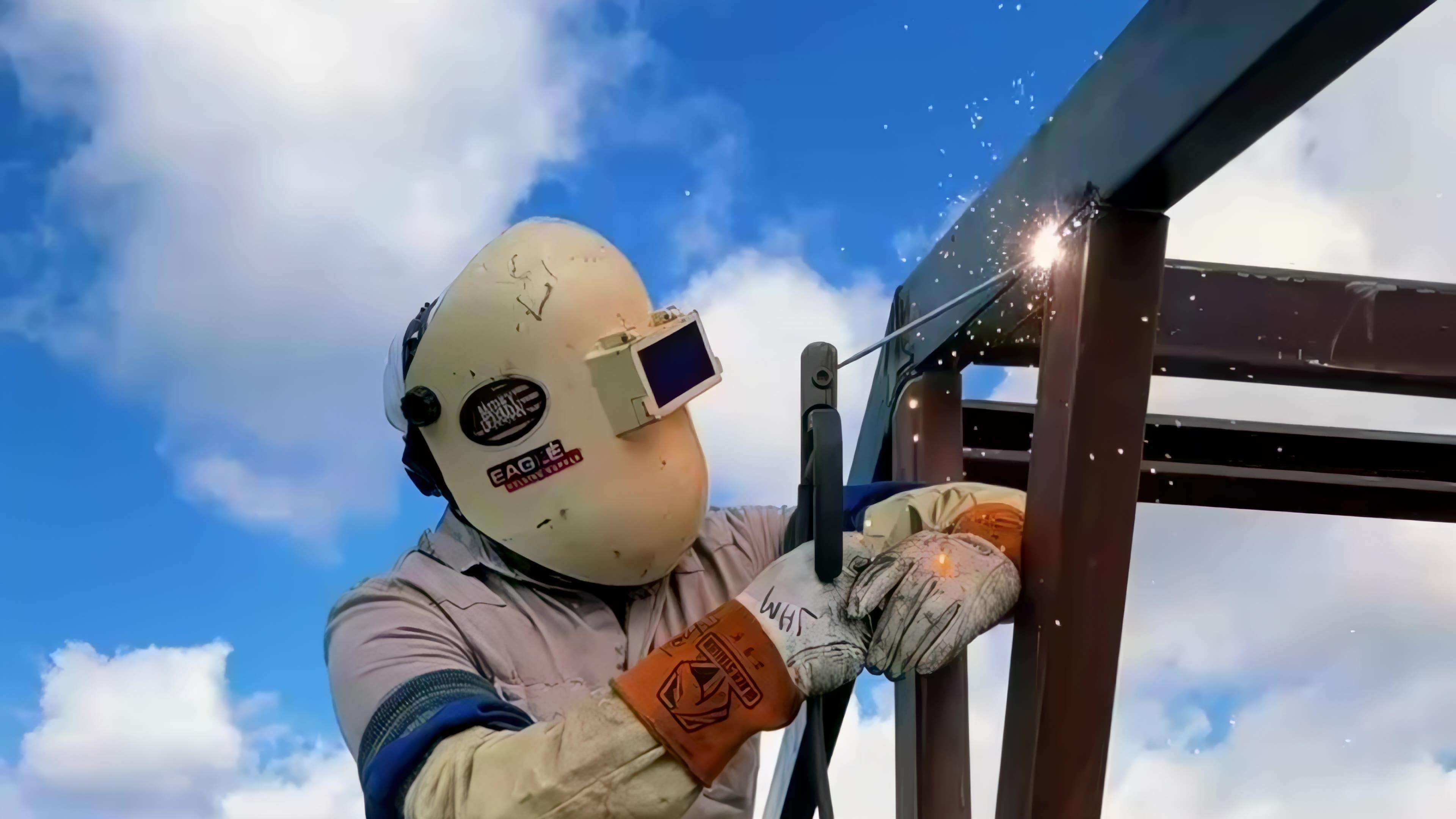 Steel welding background showing professional steel fabrication work